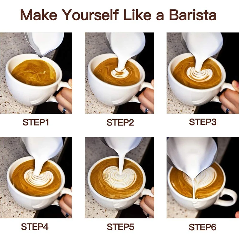 Кувшин для взбивания молока 350 мл кружки кофе из нержавеющей стали с черной