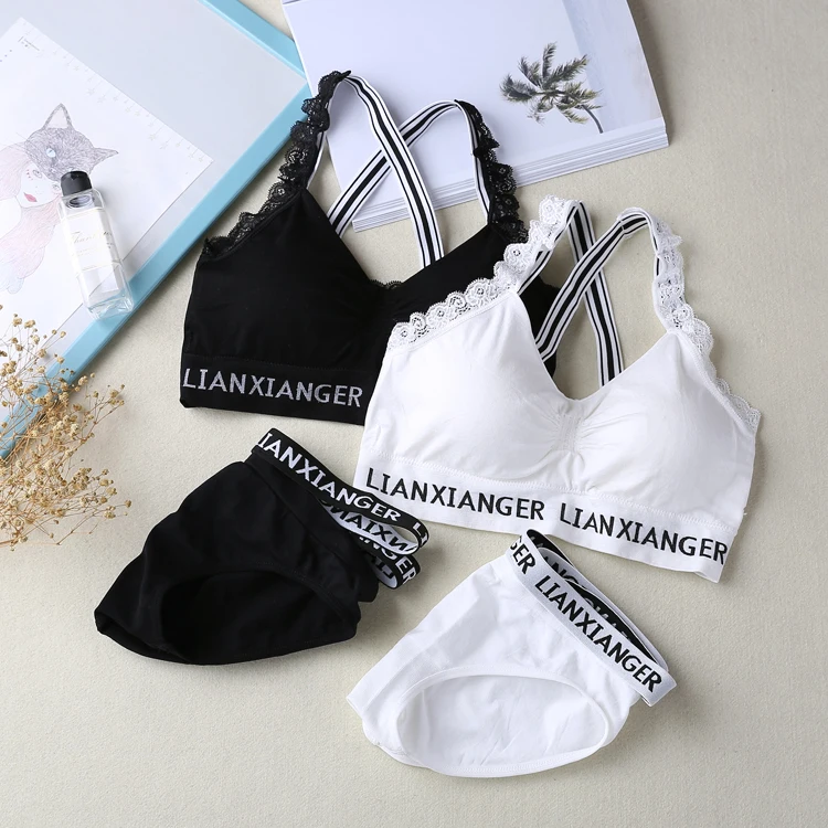 

Women Lace Lounge Underwear Comfortable Wireless Loungewear Lingerie Bra Set Padded Cotton Bras Sets