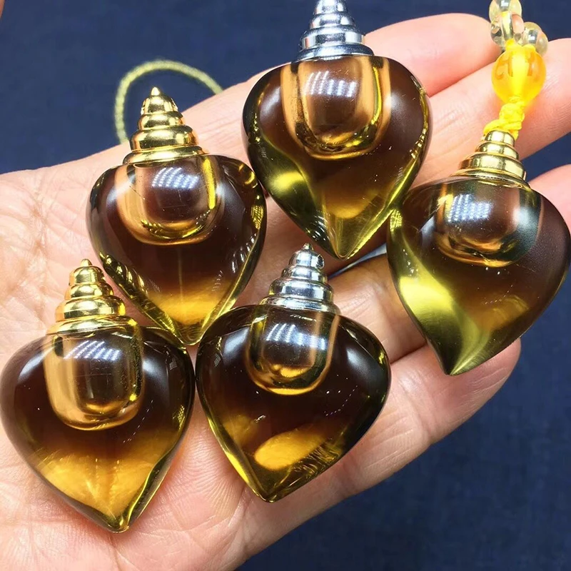 Желтые подвески из натурального кристалла резная искусственная цепь на свитер