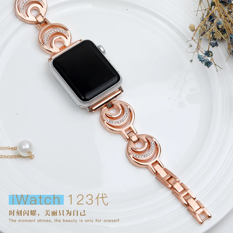 Новые стразы ремешок из нержавеющей стали для Apple Watch 5 4 3 2 Iwatch браслет 42 мм/38 мм