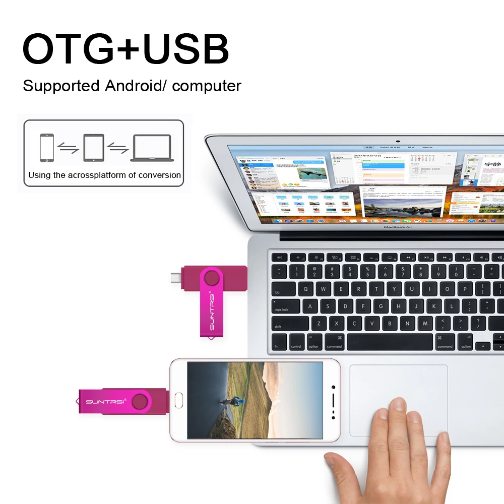 Suntrsi USB флеш накопитель OTG 4 ГБ 8 16 32 Флешка смартфон карта памяти планшет ПК внешний