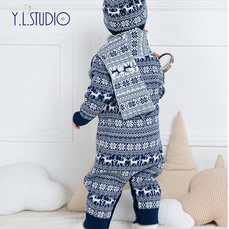 Зимний Детский костюм комбинезон для девочек и мальчиков Рождественская одежда