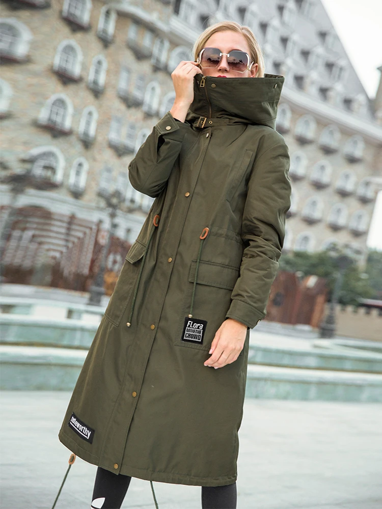 AYUNUSE Real Fur Parka 2020 Winter Jacket Women Luxury Natural Mink Coat Female Korean Long Trench Coats Warm Outwear MY3621 | Женская