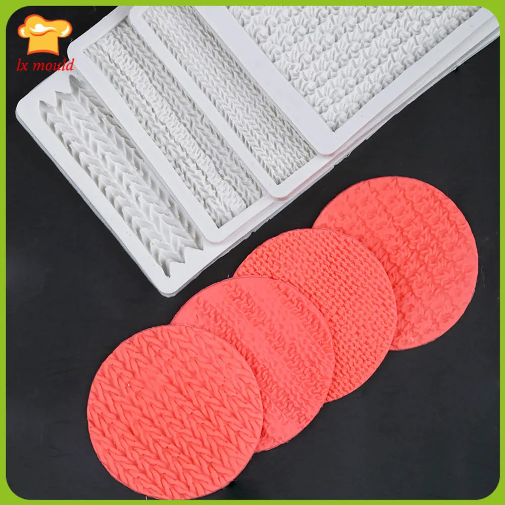

Fondant Sweater Pattern Road Knit Texture Mold Silicone Muld wool yarn cup cake preparation modeling decoration