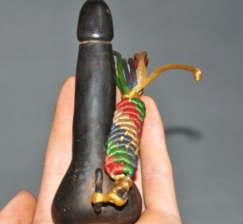 Редкая старая тибетская Храмовая бронзовая фигурка буддизма мужские гениталии