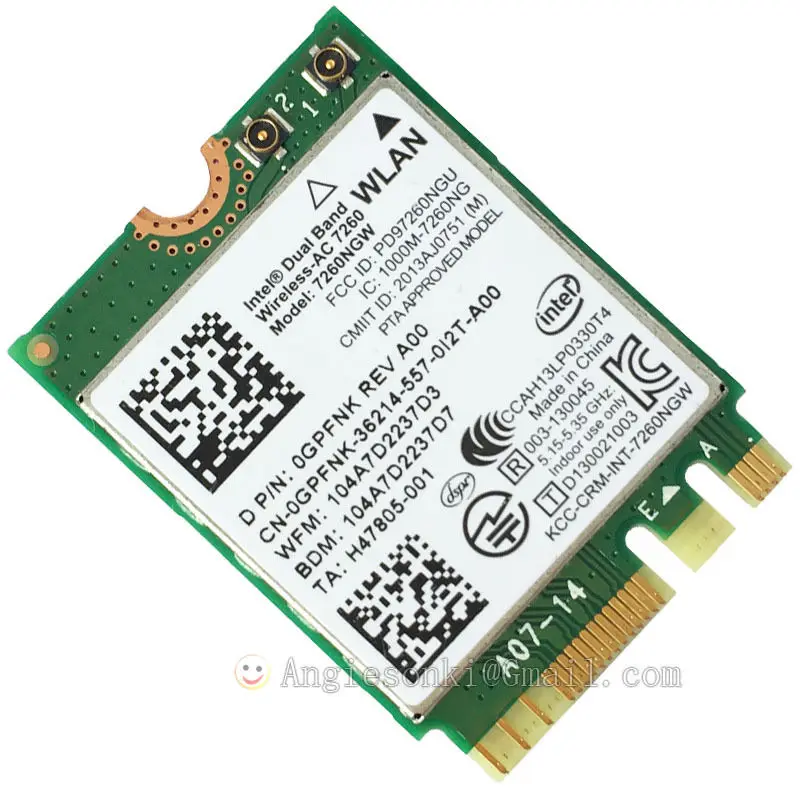 Беспроводная мини карта WLAN AC 7260 802.11AC NGFF/M.2 Wi Fi + Bluetooth BT 4 0 867 Мбит/с для dell Sony Intel 7260NGW