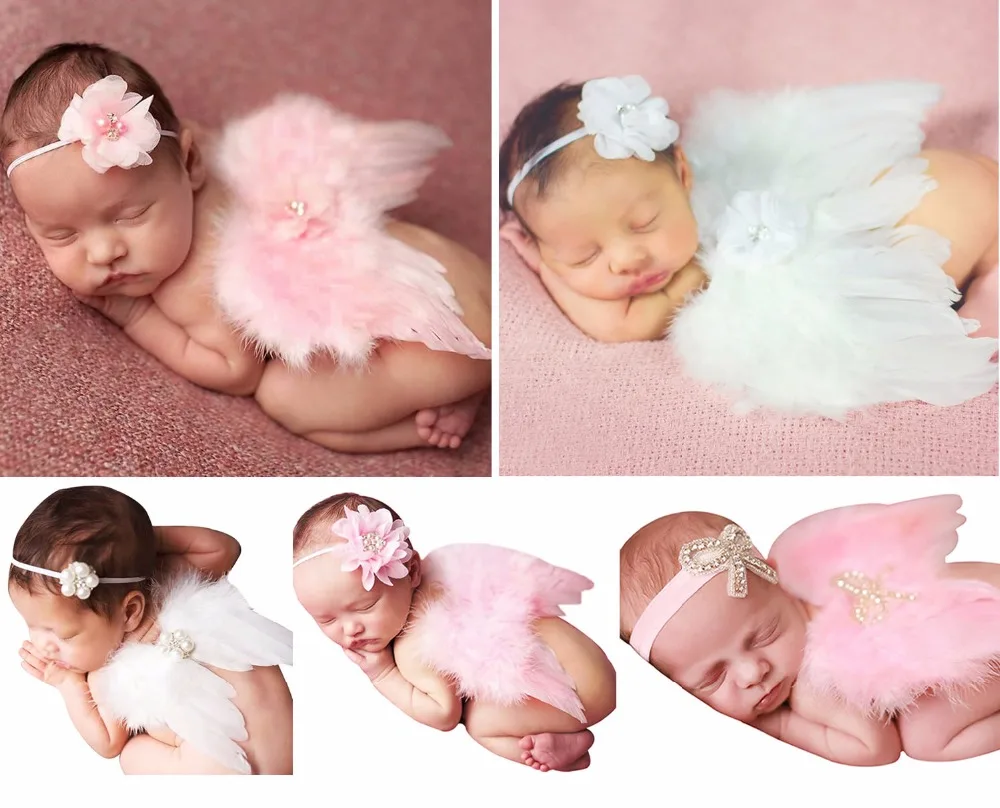 

2022 New Arrivals Baby Bebe Girl Clothes Newborn Supreme Headband+Feather Wing Clothing Set Headbands+Hot Wings Photography Prop