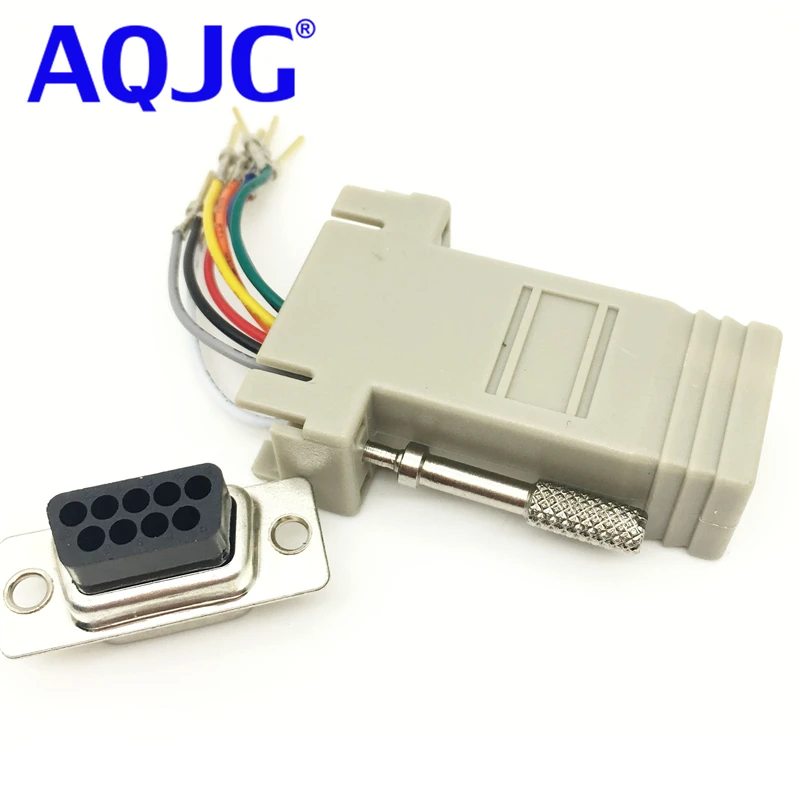 1 шт. RS232 DB9 штекер к RJ45 гнездовой разъем адаптер com LAN 232 db9 AQJG|db9 female connector|db9 male connectordb9