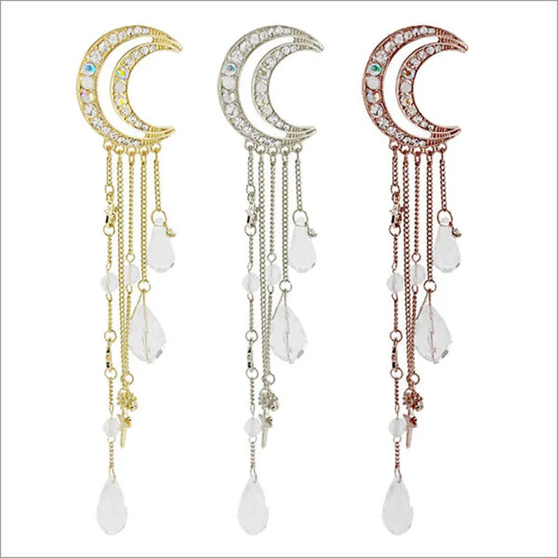 4 цвета! Милые украшения для волос в японском стиле с кристаллами и луной