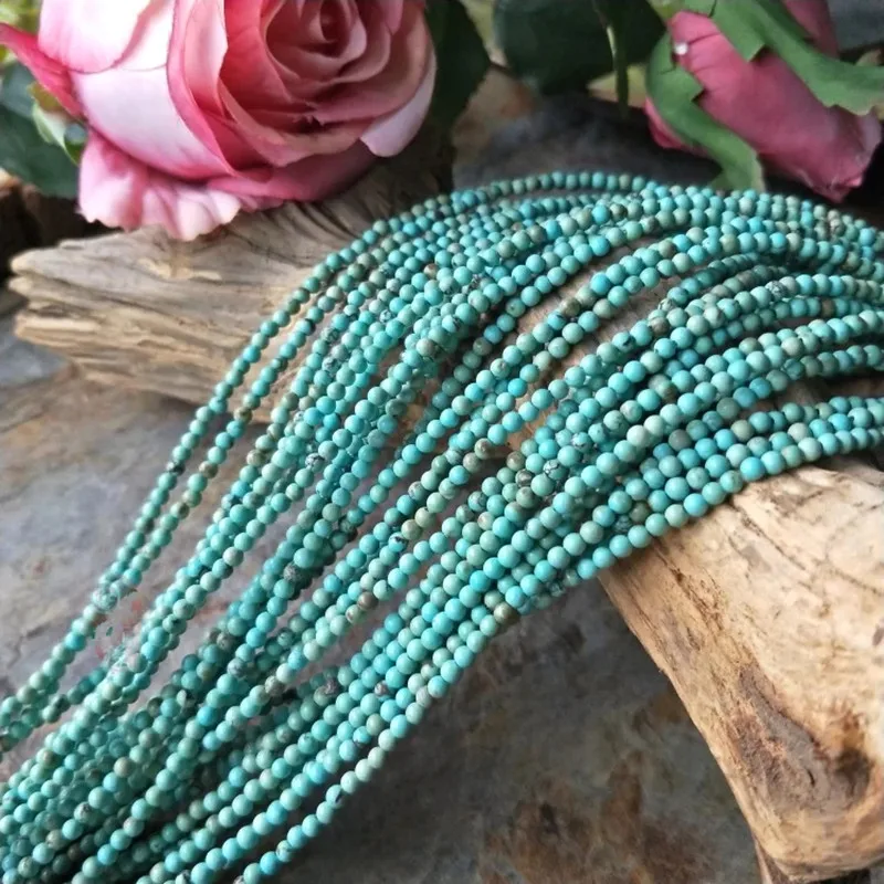 

loose beads green turquoise 2/3mm round 15" for DIY jewelry making FPPJ wholesale beads nature gem stone