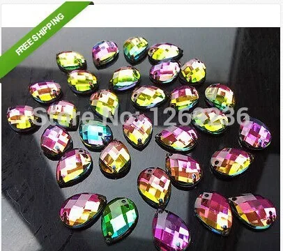 Drop Shape 400pcs 8*13mm multi colour Volcano Teardrop Sew On Acrylic Rhinestone Crystal loose beads for sewing stones m07 | Дом и сад