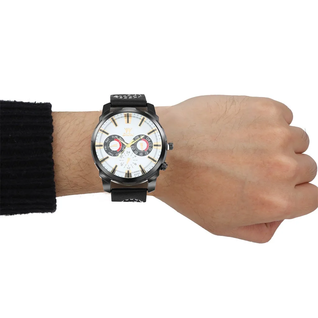 Часы otoky мужские часы Роскошные Reloj Hombre бизнес большой циферблат модный кожаный