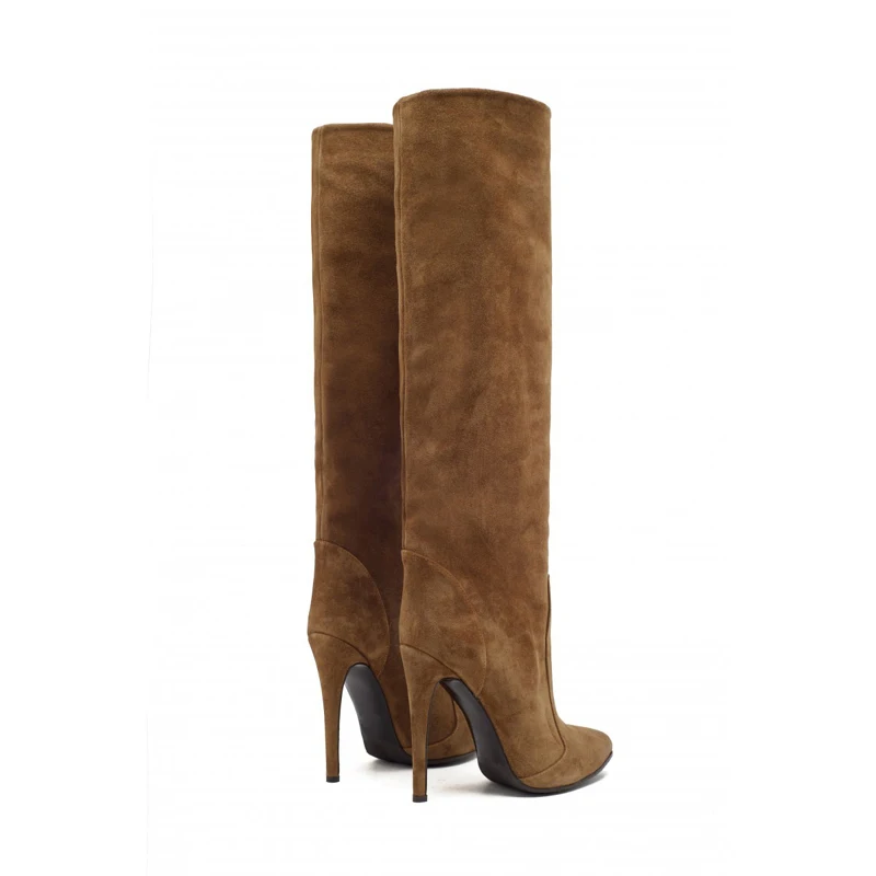 Bottes femme Nouveau/женские сапоги до колена на высоком каблуке-шпильке с острым носком; большие размеры; сезон весна-осень; женская обувь
