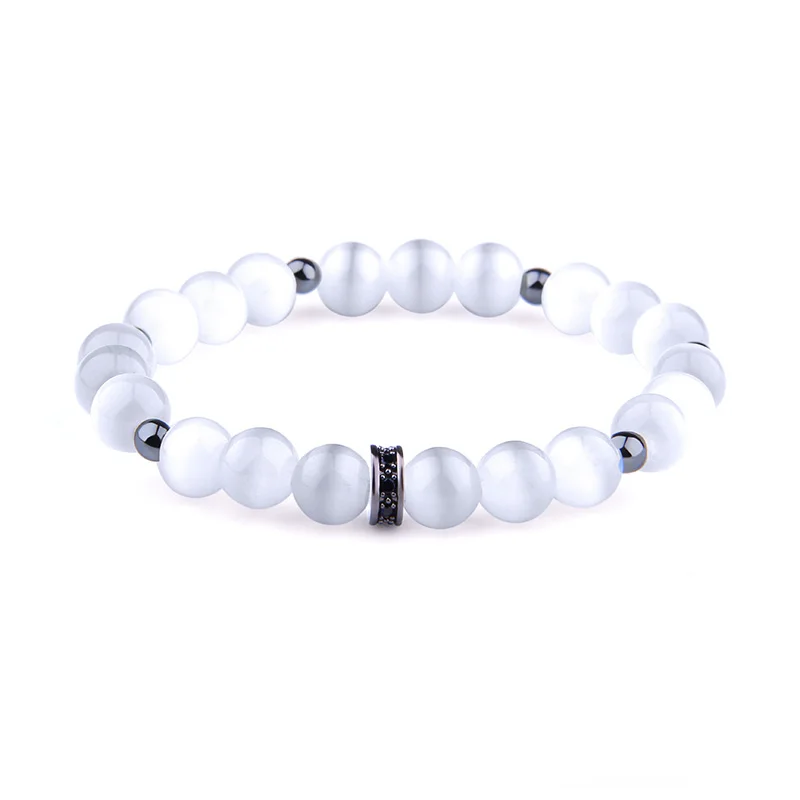 Pave CZ Imperial beads браслет с подвесками белый кошачий глаз каменный для женщин и мужчин