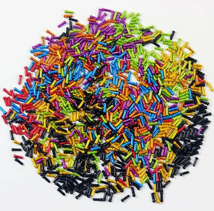 mixed colour 50PCS 50 шт./лот, заглушки для велосипедного кабеля, алюминиевый сплав, рычаг переключения тормозов, внутренний кабель, наконечники, щипцы для велосипеда, переключатель передач, провода, наконечники - Цвет: mixed colour 50PCS