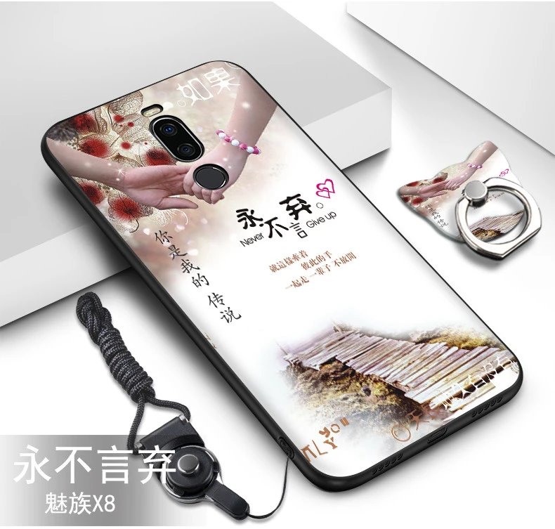 Meizu X8 X 8 чехол, силиконовые, Роскошные, симпатичные, из мягкого ТПУ, чехол+ ремешок с узором, кольцо, задняя крышка для Meizu X8 X 8, чехол, coque fundas