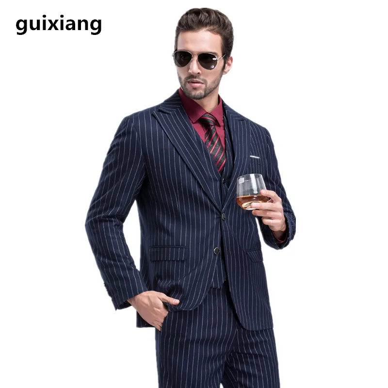 Пиджак + брюки жилет 2017 Новый стиль мужской костюм приталенный модный для отдыха