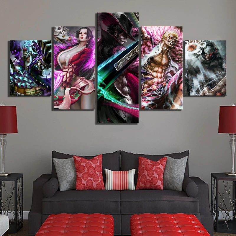 Modular Pictures Home Decor 5 Panel ONE PIECE WARLORD SHICHIBUKAI Anime Wall Art Modern Canvas Prints Painting Poster Bedroom | Дом и сад