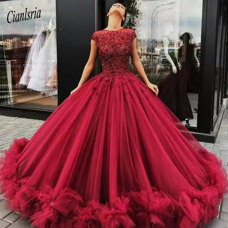 Темно-красное бальное платье платья для Quinceanera женское милое с