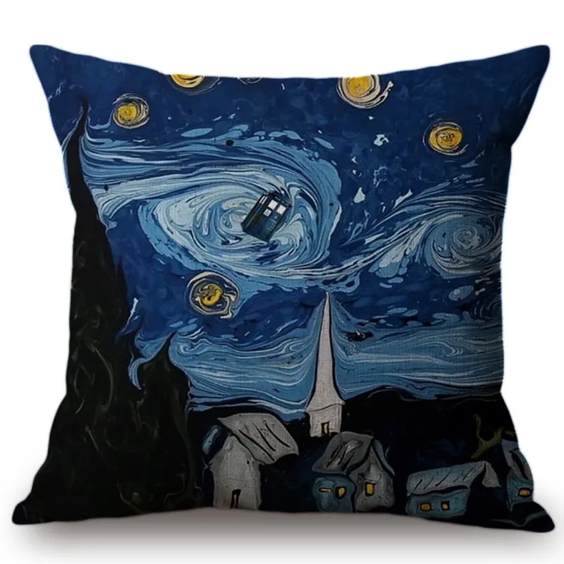 Ван Гог Звездная ночь телефонная будка винтажная картина маслом Искусство