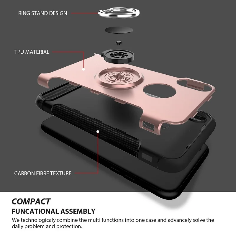 TPU Phone Case for iPhone X with finger Ring Holder stand kickstand Armor mobile phones cover magnetic bracket coque |