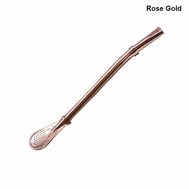 Rose Gold BORREY 1 шт. соломинки для питья из нержавеющей стали, экологичный фильтр, соломинки для чая, кофе, фильтрующая ложка, коктейльные соломинки, вечерние столовые приборы - Цвет: Rose Gold