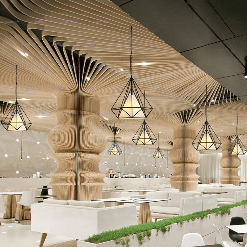 Современная Подвесная лампа из кованого железа в форме алмаза металлический