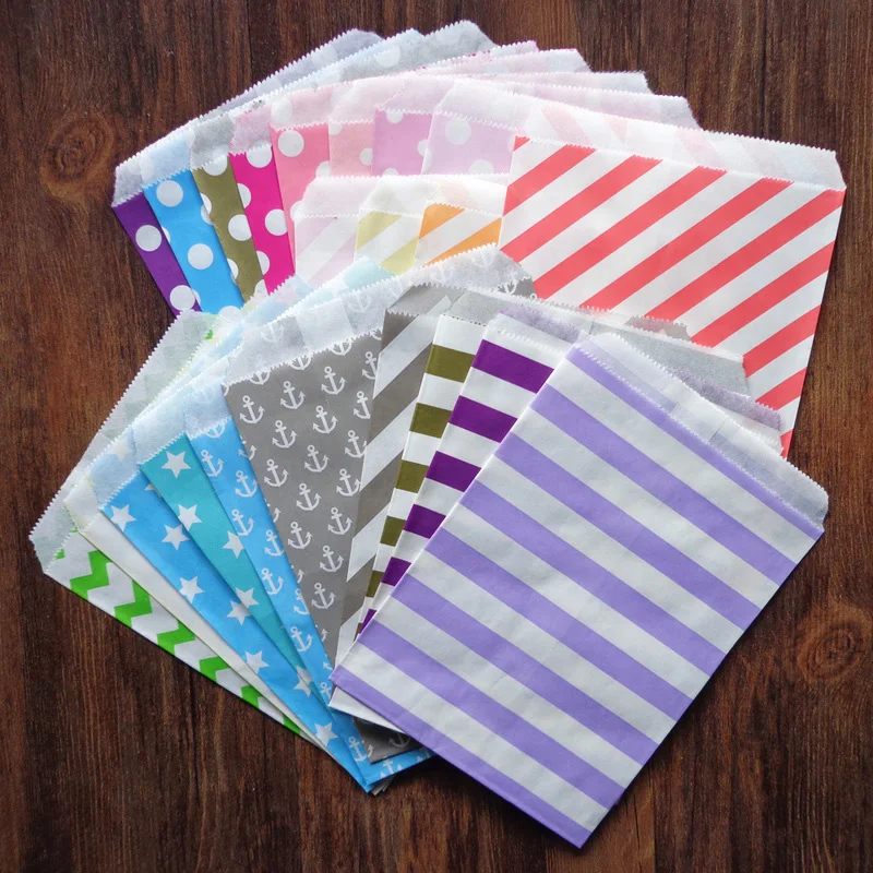 Бумажные пакеты с узором в горошек 25 шт. бумажные виде якоря устойчивые к смазке