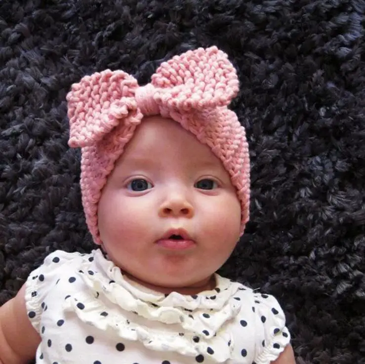 2018 cute winter children hair accessories baby Bohemian earmuffs knitting headband big bowknot ribbon handmade warm purple |