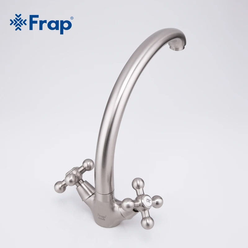 Frap 1 комплект горячая Распродажа кухонный кран из матового никеля двойная ручка