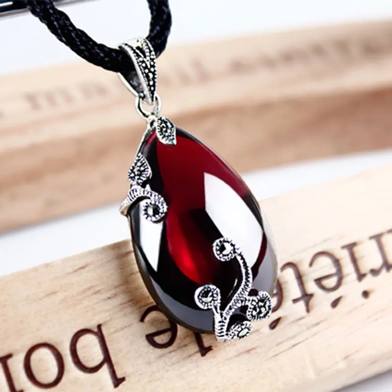 Женское ожерелье из серебра 925 пробы с красным гранатом|jewelry necklace pendants|jewelry