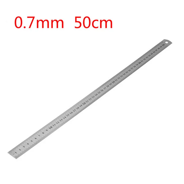 50cm 1 шт. 15 см/20 см/30 см/50 см двойной боковой Нержавеющая сталь прямая линейка, измерительный инструмент школьные канцелярские принадлежности 0,5 мм/0,7 мм - Цвет: 50cm