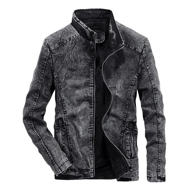 Hidefree для мужчин зимние джинсовые куртки Винтаж Chaqueta Hombre Slim Fit флисовая куртка