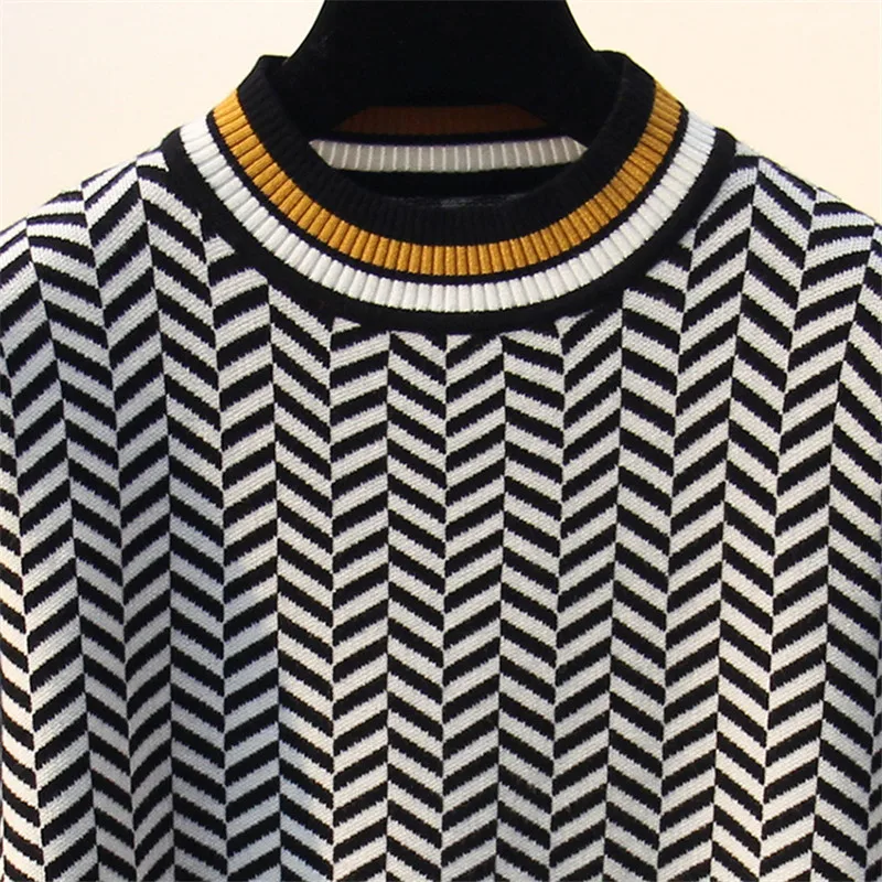 2019 New Harajuku Women Sweaters Spring Retro Plaid Long Sleeve Knitted Sweater Female Casual Pullovers Jumpers C-246 | Женская одежда