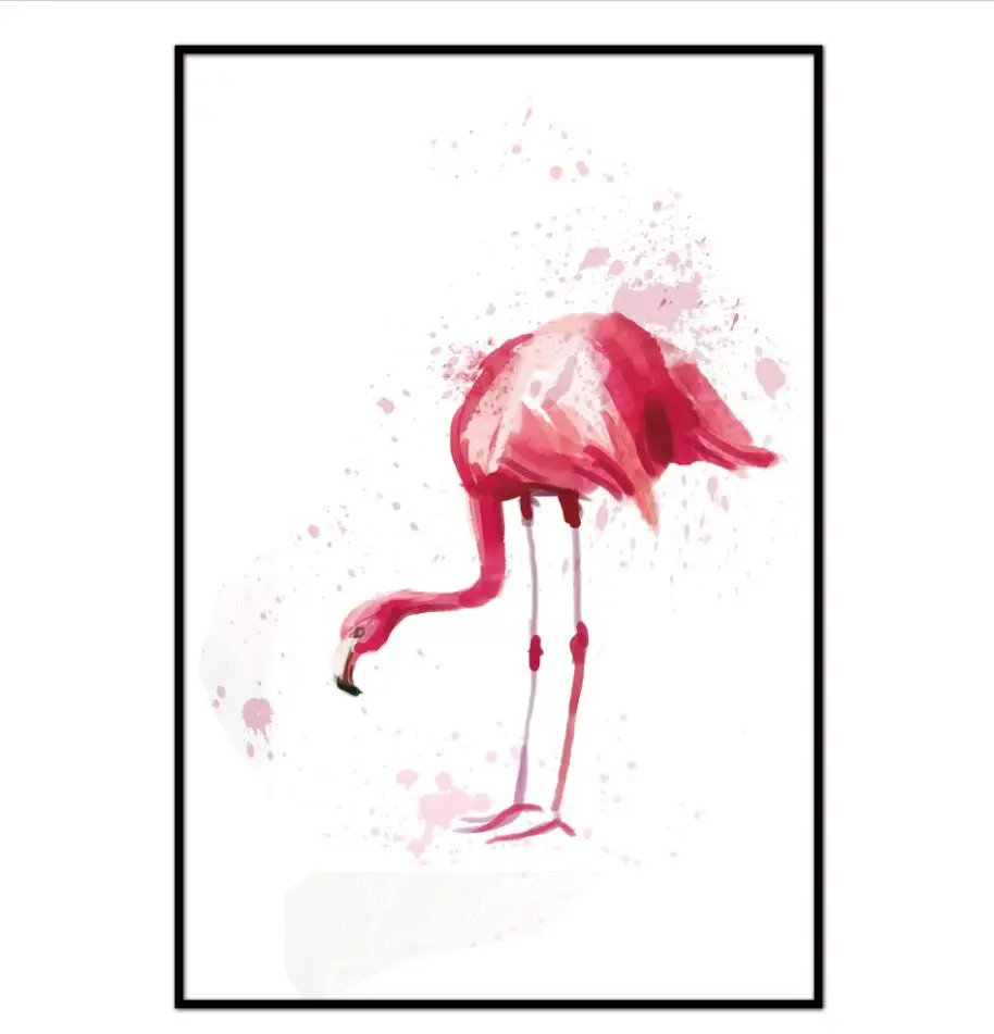 Картина на холсте постер Художественная печать акварельном фламинго настенные