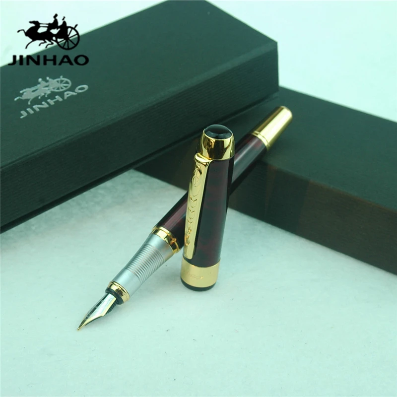 1 шт./лот Jinhao 250 фонтиан ручки красный золото клип Caneta papelaria чернилами Канцелярские