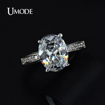 UMODE 4 зубца настройки 13*10 мм 5 карат овальной резки Большой AAA + фото для женщин