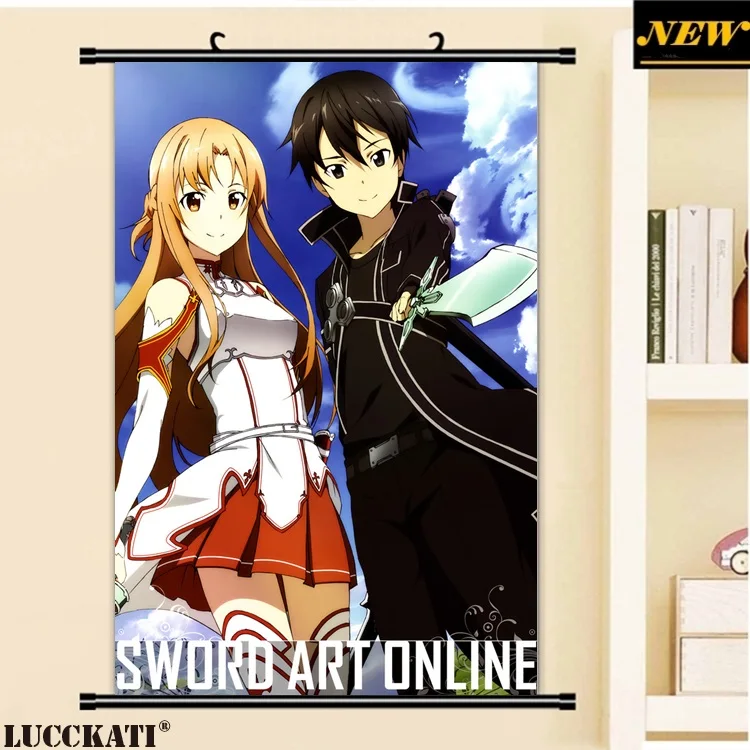 40X60 см Sword Art онлайн Sao Asuna Kazuto kirito мультяшное художественное искусство Настенная