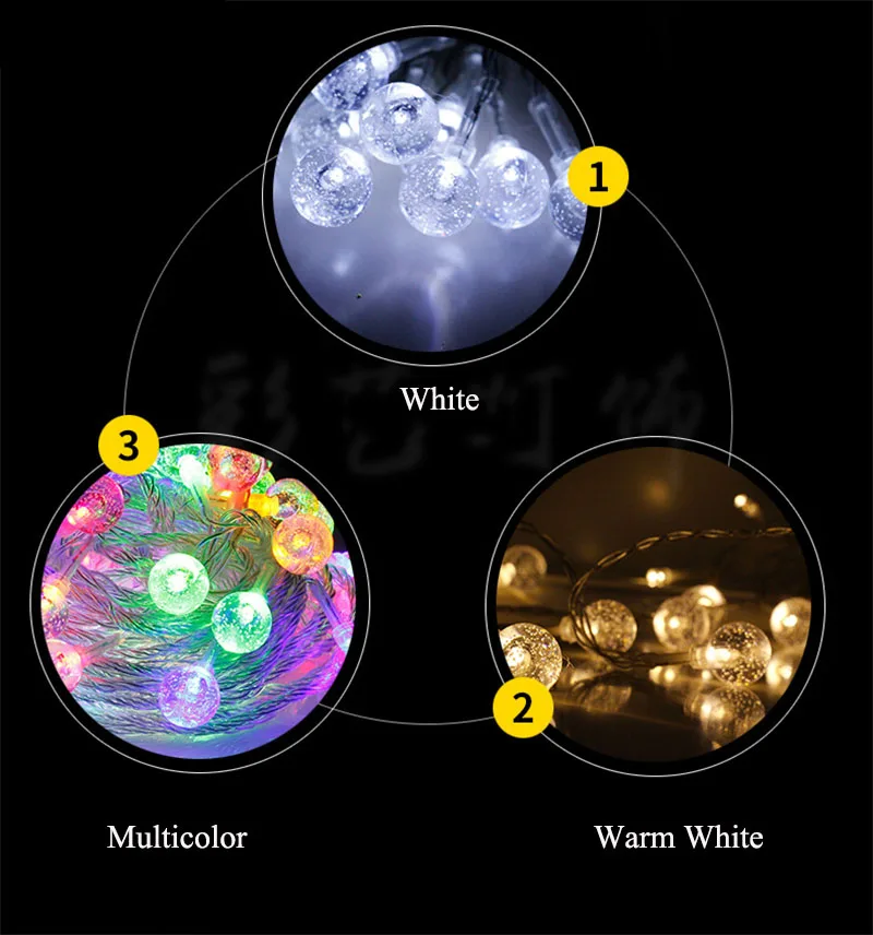 Рождественские светодиодные шаровые гирлянды хрустальные батареи световые шары
