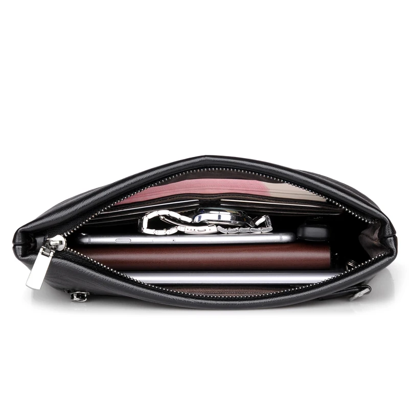 2020 new quality Hand bag men large capacity folder business handbag soft leather casual envelope men's clutch |