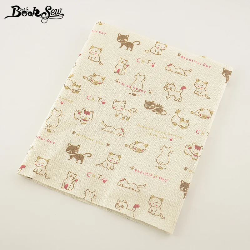 Красивый дизайн с кошкой хлопок льняная ткань для шитья сумка занавеска подушка