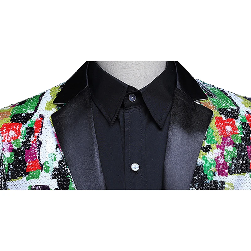 Мужской Блейзер приталенный повседневный жакет облегающий Блестящий цветочный