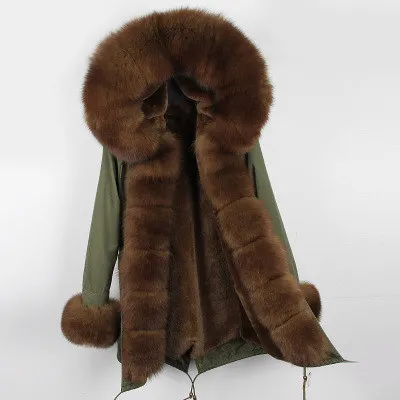 OFTBUY парка, зимняя куртка, женское меховое пальто, Воротник из натурального Лисьего меха, толстые теплые длинные парки, Большая Меховая парка, верхняя одежда, Новинка - Цвет: 27