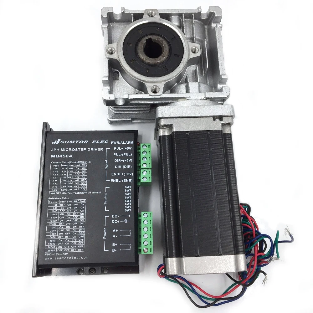 2PH 60Nm шаговый двигатель Nema23 L112mm червячный редуктор соотношение 20:1 Φ Драйвер