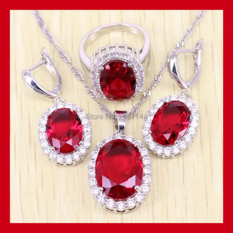 Выборочное серебро 925 пробы красный гранат набор украшений для женщин