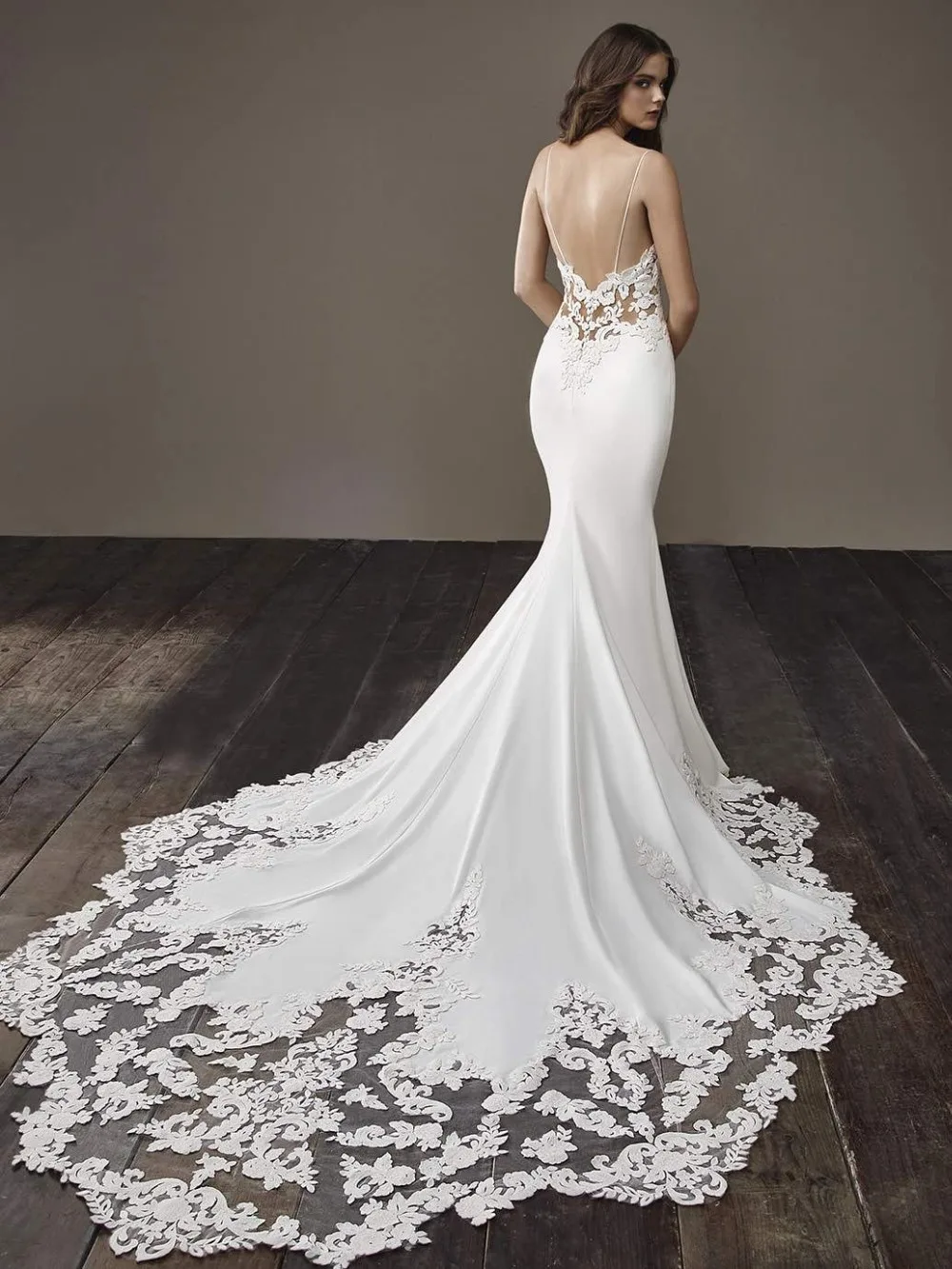 

2019 Eslieb Mermaid Wedding Dress Vestidos de novia Vintage Lace Sweetheart Neck Bridal Gown Backless Wedding Gowns HA003