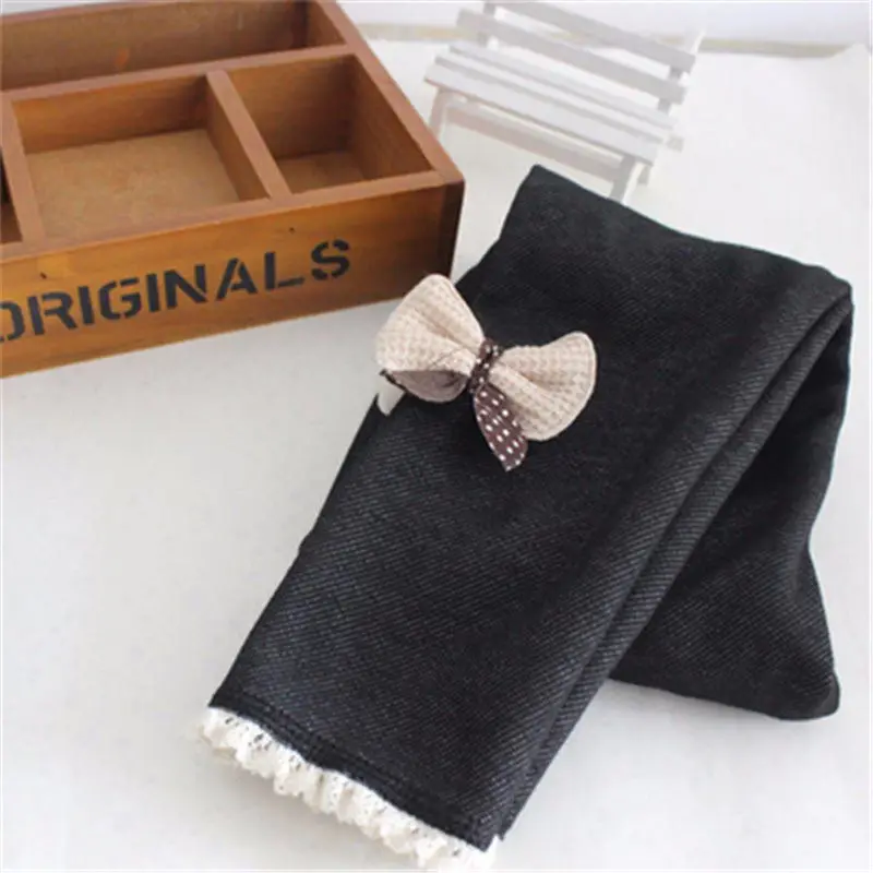 Джинсы из новой коллекции осень зима 2016 с бантом для девочек теплые детские штаны