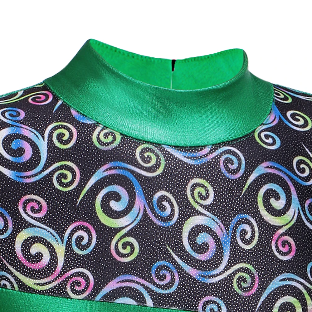 Гимнастические купальники для девочек с длинным рукавом и принтом Whorl высоким