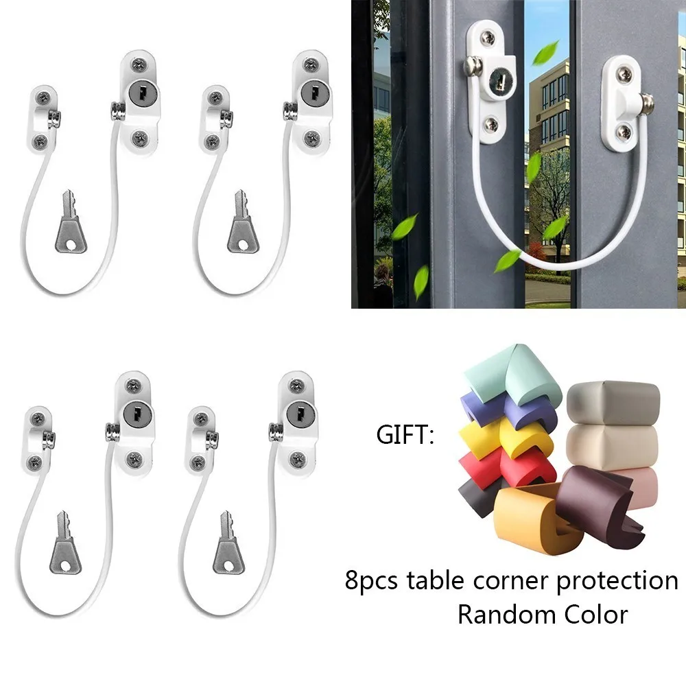 Замок на окна детский из нержавеющей стали 4 шт./компл.|Замки и блокираторы для