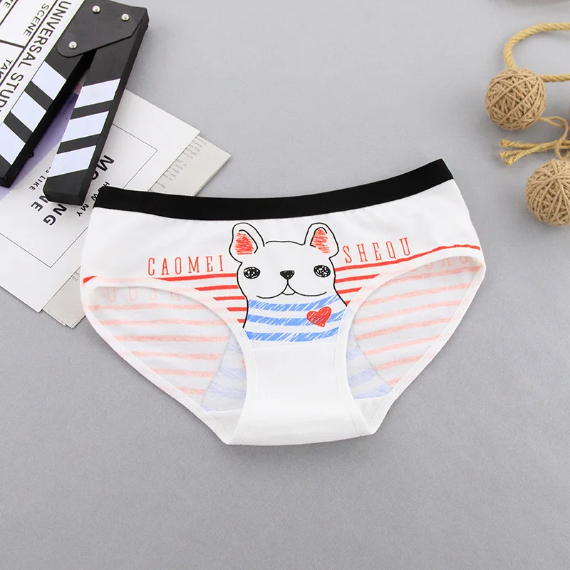 red heart pug SP& CITY/модные трусы с милым мультяшным Мопсом для девочек, студенческое хлопковое нижнее белье для женщин, Мягкие Бесшовные трусы Kwaii - Цвет: red heart pug
